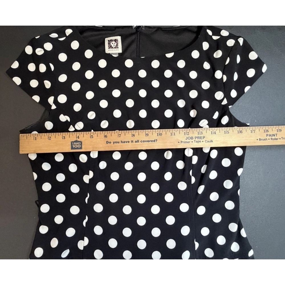 AK by Anne Klein Size 8 Cap Sleeve Black  &‎ White Polka Dot A-Line Dress - Picture 7 of 16